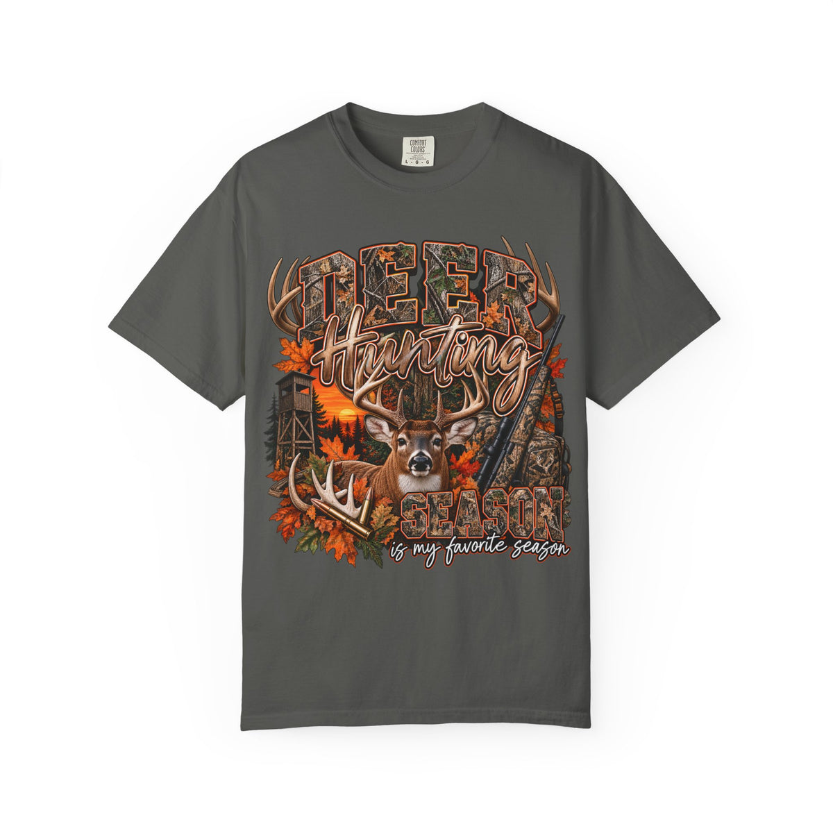 Deer Hunting Graphic T-Shirt — My Favorite Season Camouflage Buck Tee