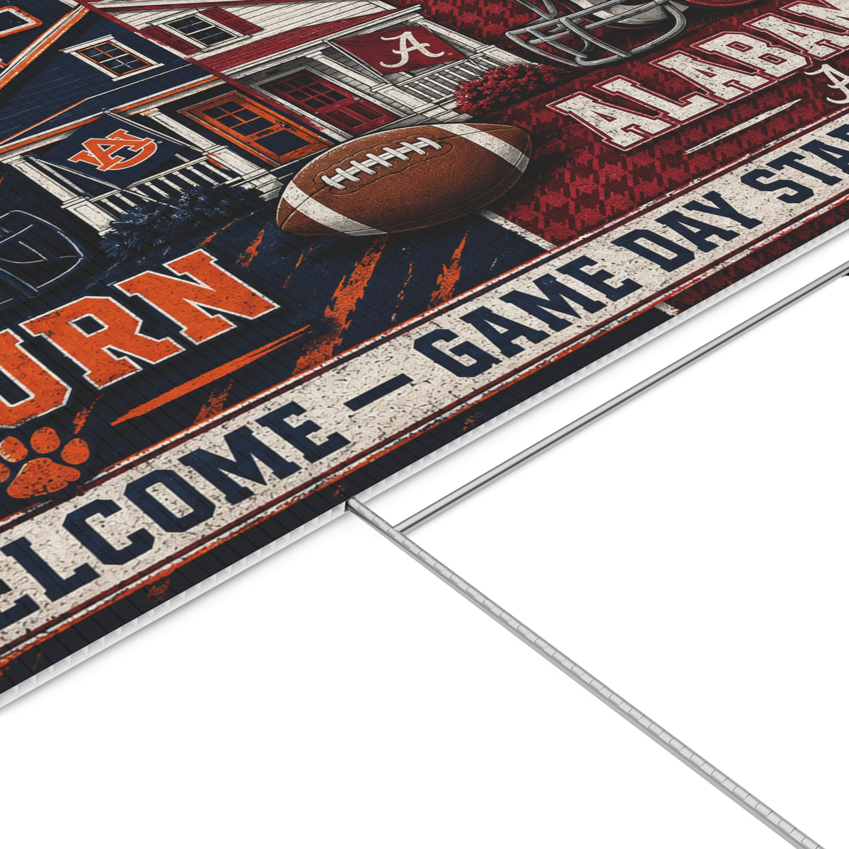 House Divided Auburn vs Alabama Football Lawn Sign – Game Day Welcome Yard Sign