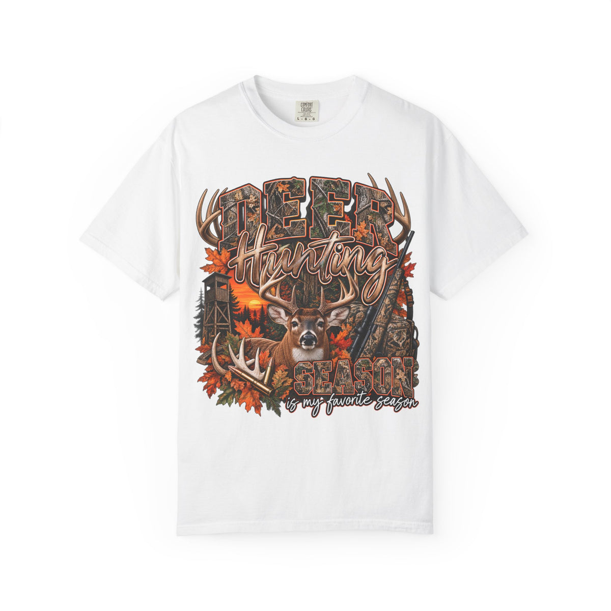 Deer Hunting Graphic T-Shirt — My Favorite Season Camouflage Buck Tee