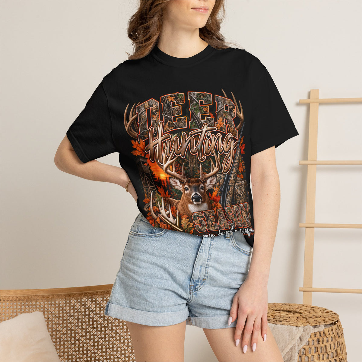 Deer Hunting Graphic T-Shirt — My Favorite Season Camouflage Buck Tee