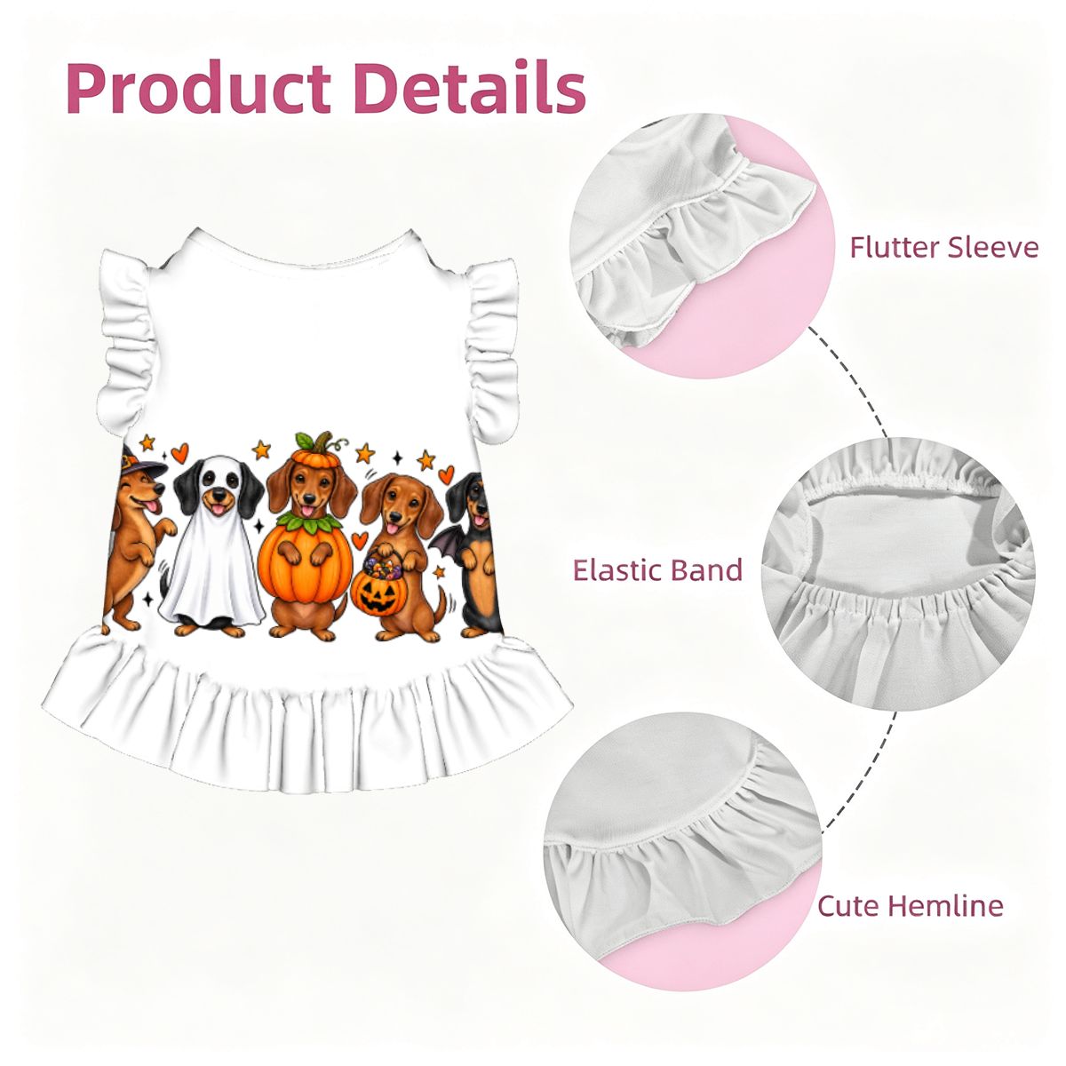 Ruffle Hem Dog Dress- Halloween