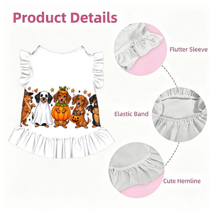 Ruffle Hem Dog Dress- Halloween