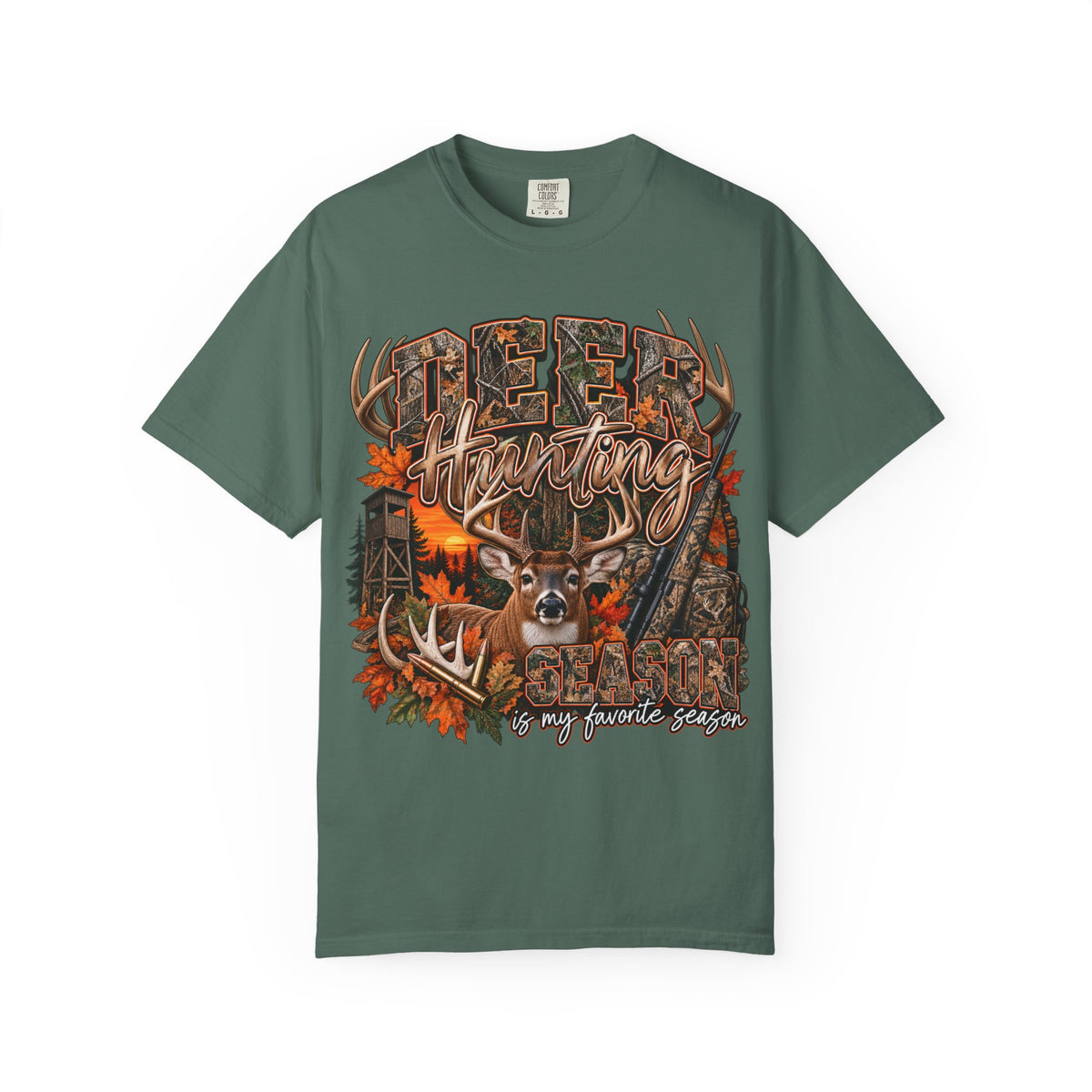 Deer Hunting Graphic T-Shirt — My Favorite Season Camouflage Buck Tee