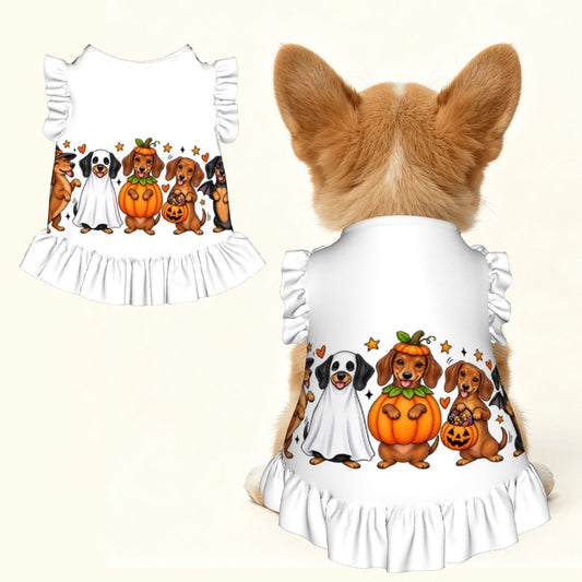Ruffle Hem Dog Dress- Halloween