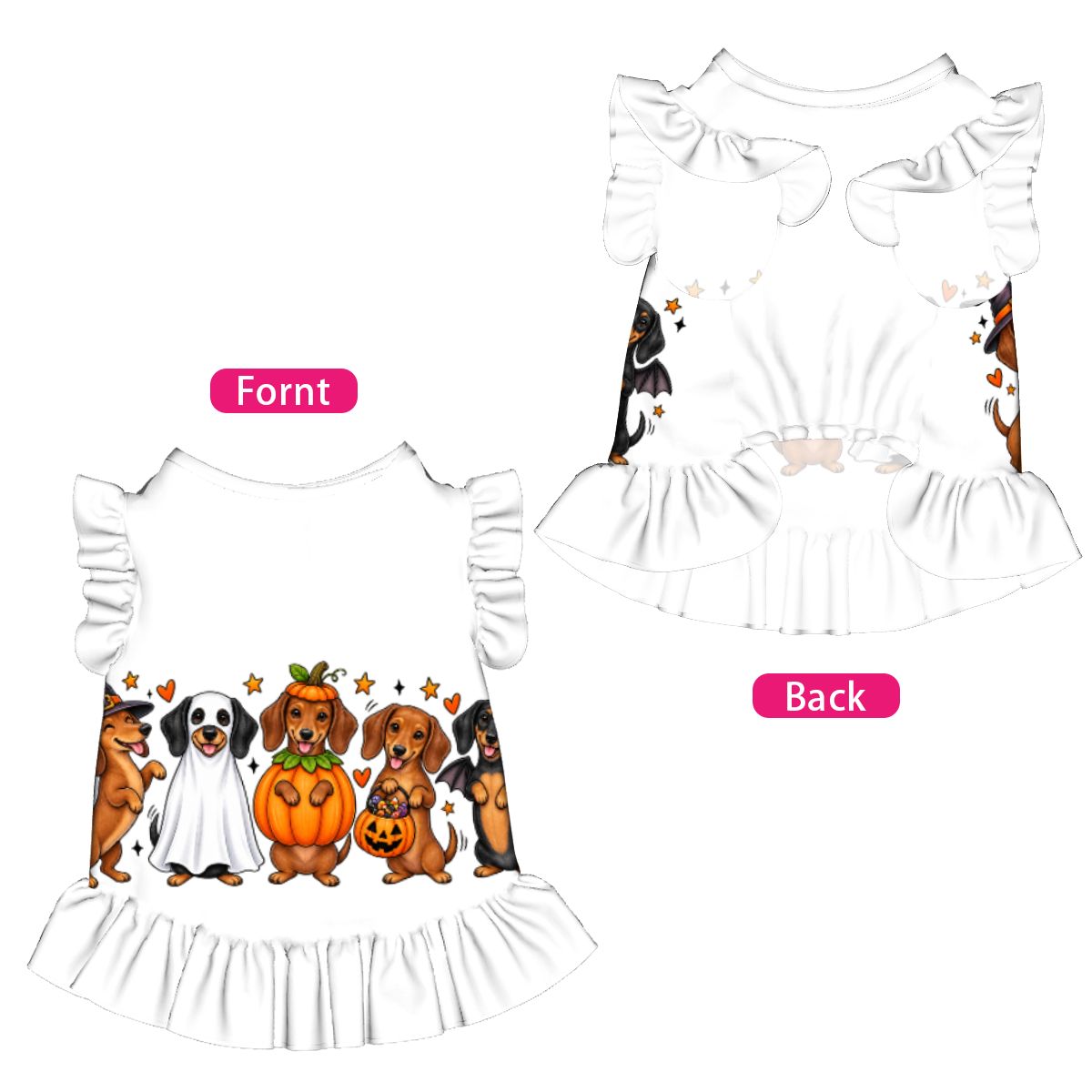 Ruffle Hem Dog Dress- Halloween